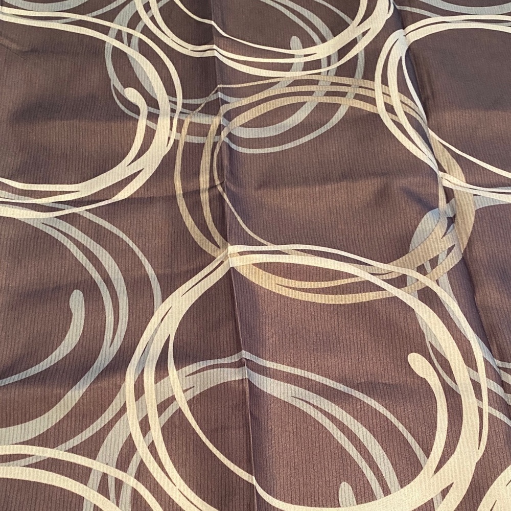 Brown and Cream Circular Patterned Fabric Shower Curtain